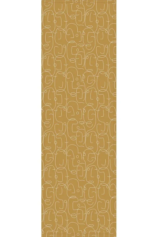 Modern Runner Masa Örtüsü Sarı Soyut Desenli Premium Masa Örtüsü Runner RNR035