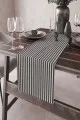 Runner Yemek Masası Koyu Gri Çizgili Desen Premium Masa Örtüsü Runner RNR043