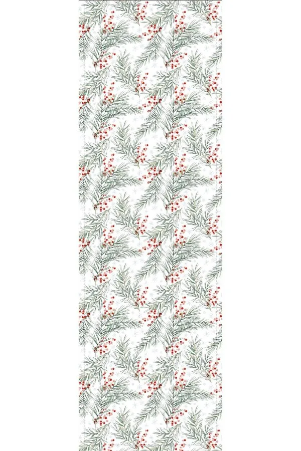 Kırmızı Çiçekli Desen Premium Masa Örtüsü Runner RNR048