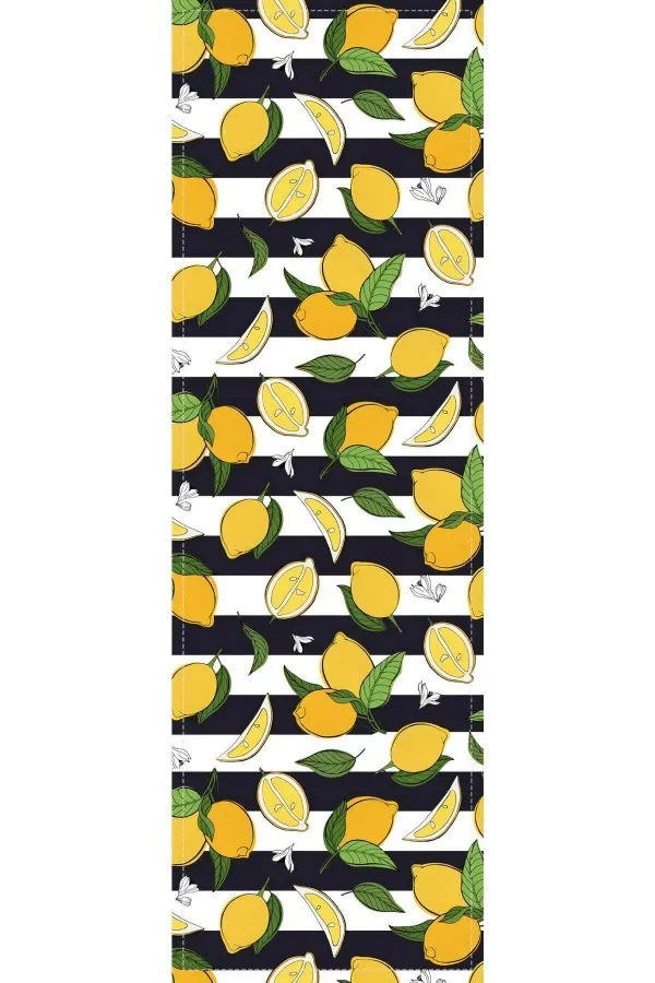Boncuklu Runner Modelleri Sarı Limon Desenli Premium Masa Örtüsü Runner RNR124