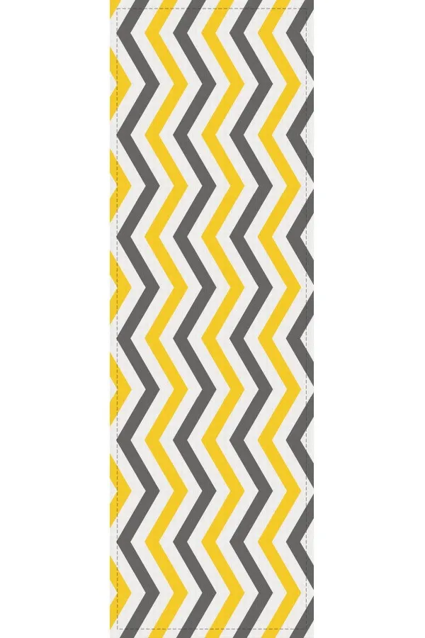 Runner Masa Örtüsü Sarı Zigzag Desenli Premium Masa Örtüsü Runner RNR137