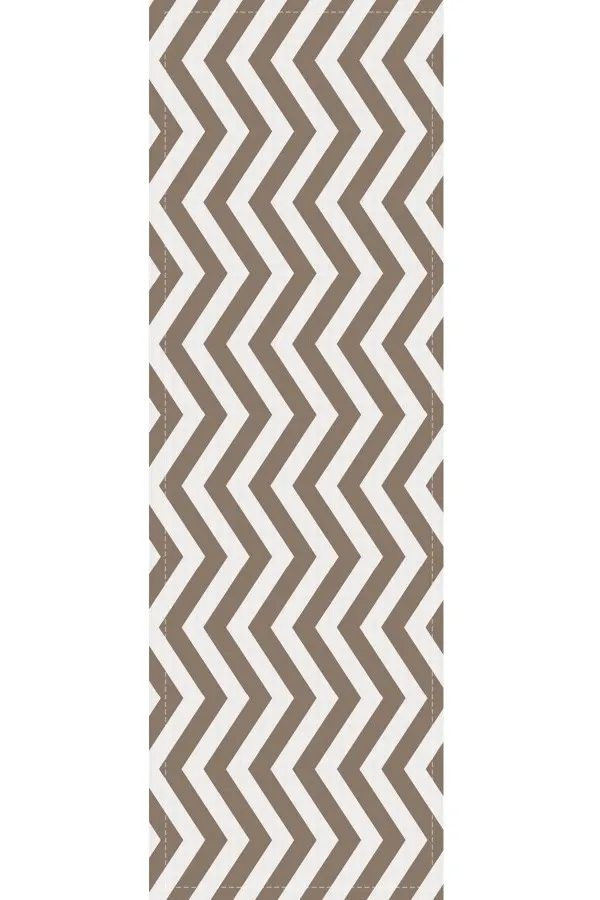 Değişik Ranır Modelleri Kahverengi Zigzag Desenli Premium Masa Örtüsü Runner RNR138