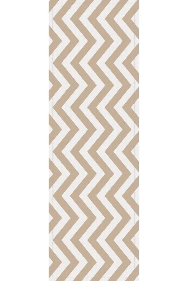 Bej Zigzag Desenli Premium Masa Örtüsü Runner RNR139