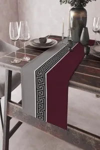 Bordo Avangarde Desenli Premium Masa Örtüsü Runner RNR141 Bordo Avangarde Desenli Premium Masa Örtüsü Runner RNR141