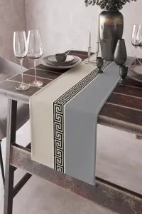 Krem Avangarde Desenli Premium Masa Örtüsü Runner RNR145 Krem Avangarde Desenli Premium Masa Örtüsü Runner RNR145