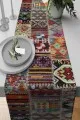 Renkli Runner Modelleri Çok Renkli Patchwork Premium Masa Örtüsü Runner RNR152