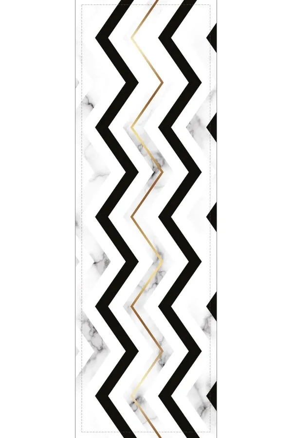 Gold Runner Örtü Gold Zigzaglı Desen Premium Masa Örtüsü Runner RNR156