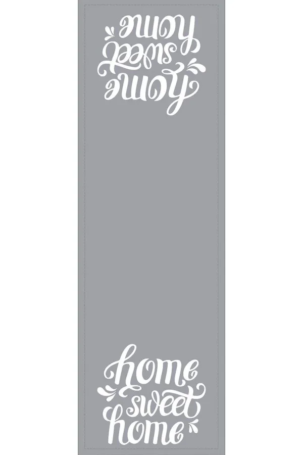 Gri Home Sweet Home Premium Masa Örtüsü Runner RNR157