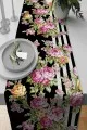 Çiçekli Runner Modelleri Pembe Çiçek Desenli Premium Masa Örtüsü Runner RNR159