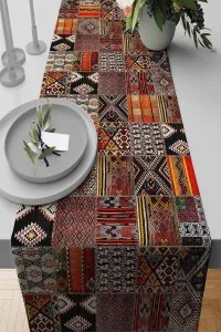 Çok Renkli Patchwork Premium Masa Örtüsü Runner RNR168 Çok Renkli Patchwork Premium Masa Örtüsü Runner RNR168