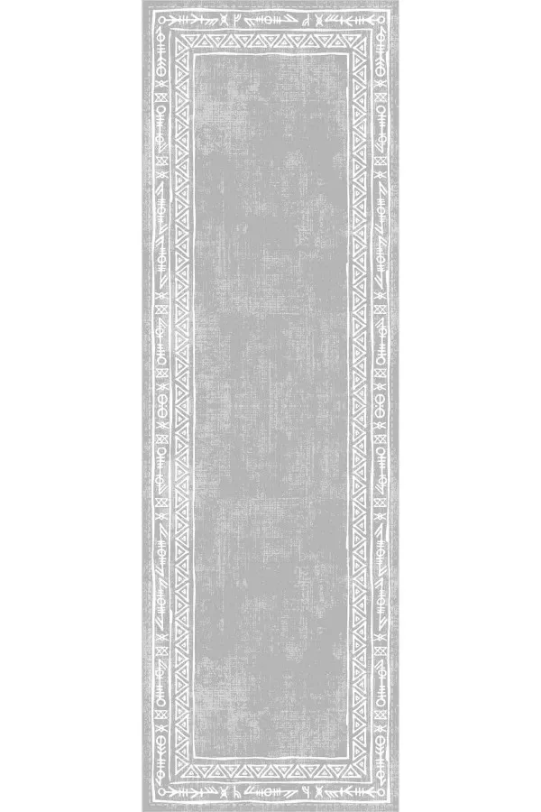 Gri Runner Gri Etnik Desenli Premium Masa Örtüsü Runner RNR215