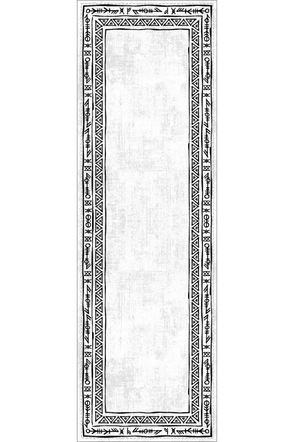 Beyaz Etnik Desenli Premium Masa Örtüsü Runner RNR217