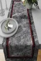 Bordo Çerçeveli Desen Premium Masa Örtüsü Runner RNR242