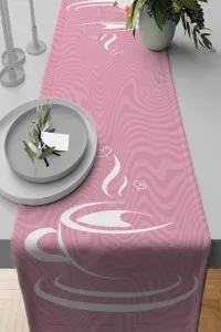 Pembe Fincanlı Mutfak Premium Masa Örtüsü Runner RNR283 Pembe Fincanlı Mutfak Premium Masa Örtüsü Runner RNR283