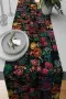 Siyah Patchwork Desenli Premium Masa Örtüsü Runner RNR290