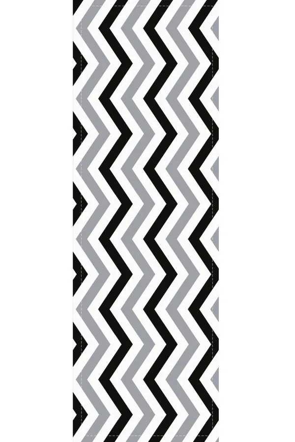 Gri Renk Runner Gri Zigzag Desenli Premium Masa Örtüsü Runner RNR305