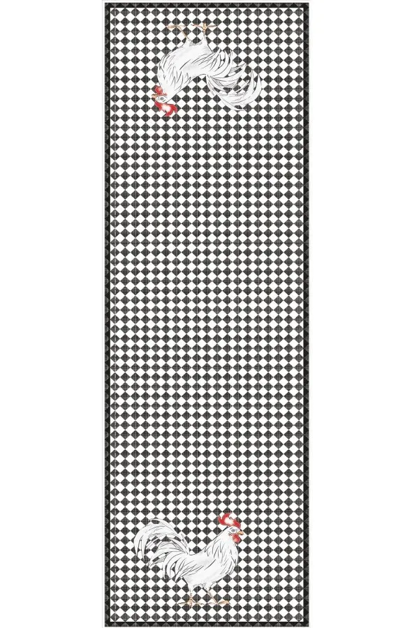 Siyah Hayvanlı Horoz Premium Masa Örtüsü Runner RNR306