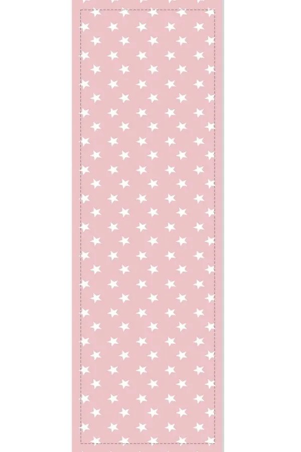 Pembe Runner Örtü Pembe Yıldız Desenli Premium Masa Örtüsü Runner RNR310