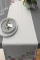 Ranır Masa Örtüleri Modelleri Ekru Çiçek Desenli Premium Masa Örtüsü Runner RNR315