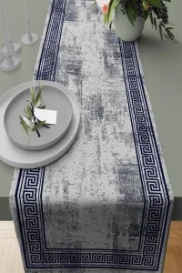 Lacivert Çerçeveli Desen Premium Masa Örtüsü Runner RNR326 Lacivert Çerçeveli Desen Premium Masa Örtüsü Runner RNR326