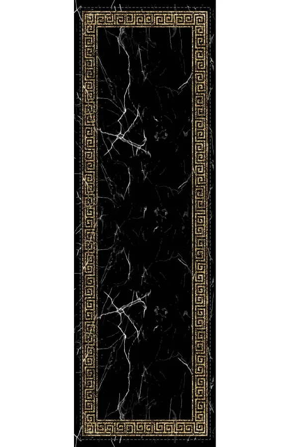 Siyah Çerçeveli Desen Premium Masa Örtüsü Runner RNR333
