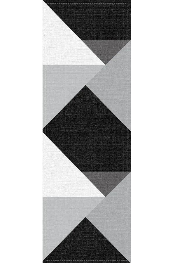 Siyah Runner Siyah Geometrik Desenli Premium Masa Örtüsü Runner RNR347
