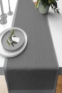 Gri Çizgi Desenli Premium Masa Örtüsü Runner RNR351 Gri Çizgi Desenli Premium Masa Örtüsü Runner RNR351