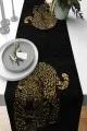 Siyah Runner Siyah Leopar Desenli Premium Masa Örtüsü Runner RNR355