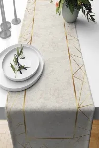 Gold Çerçeveli Desen Premium Masa Örtüsü Runner RNR375 Gold Çerçeveli Desen Premium Masa Örtüsü Runner RNR375