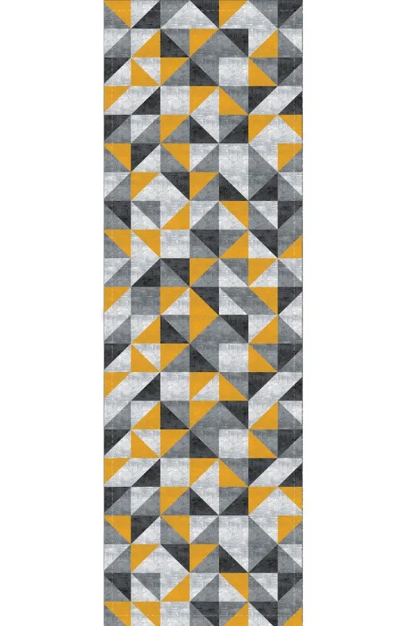 Ranır Supla Modelleri Sarı Geometrik Desenli Premium Masa Örtüsü Runner RNR380