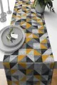 Ranır Supla Modelleri Sarı Geometrik Desenli Premium Masa Örtüsü Runner RNR380