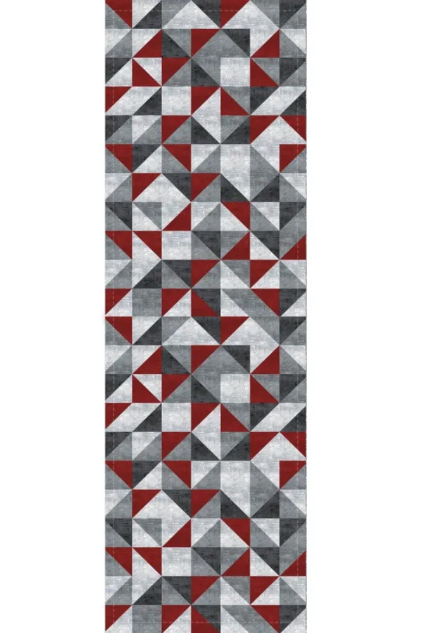 Yuvarlak Masa Runner Modelleri Bordo Geometrik Desenli Premium Masa Örtüsü Runner RNR383