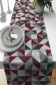 Yuvarlak Masa Runner Modelleri Bordo Geometrik Desenli Premium Masa Örtüsü Runner RNR383