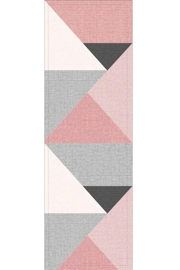 Ranır Supla Fiyatları Pembe Geometrik Desenli Premium Masa Örtüsü Runner RNR390