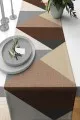 Masa Örtüsü Ve Runner Modelleri Kahverengi Geometrik Desen Premium Masa Örtüsü Runner RNR391