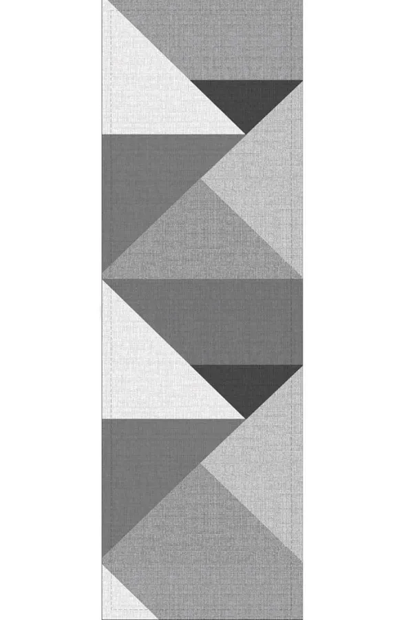 Gri Runner Gri Geometrik Desenli Premium Masa Örtüsü Runner RNR392