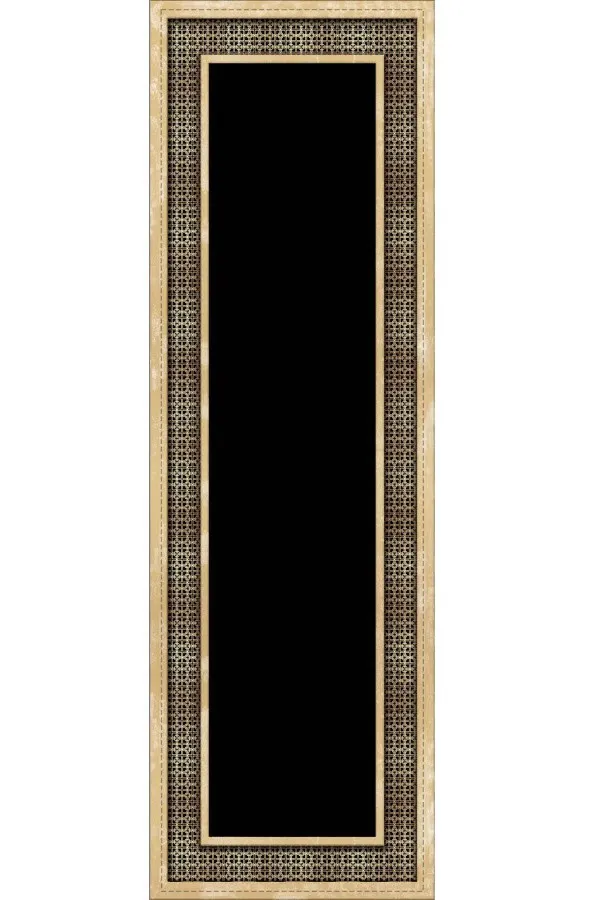 Siyah Gold Runner Gold Çerçeveli Desen Premium Masa Örtüsü Runner RNR395
