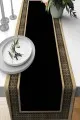 Siyah Gold Runner Gold Çerçeveli Desen Premium Masa Örtüsü Runner RNR395