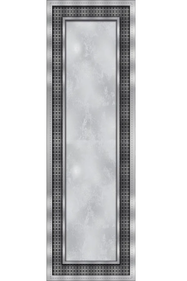 Gri Çerçeveli Desen Premium Masa Örtüsü Runner RNR397