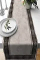 Masa Ranır Modelleri Bej Çerçeveli Desen Premium Masa Örtüsü Runner RNR398