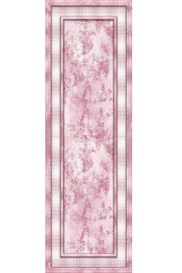 Masa Ranır Takımı Pembe Çerçeveli Desen Premium Masa Örtüsü Runner RNR400
