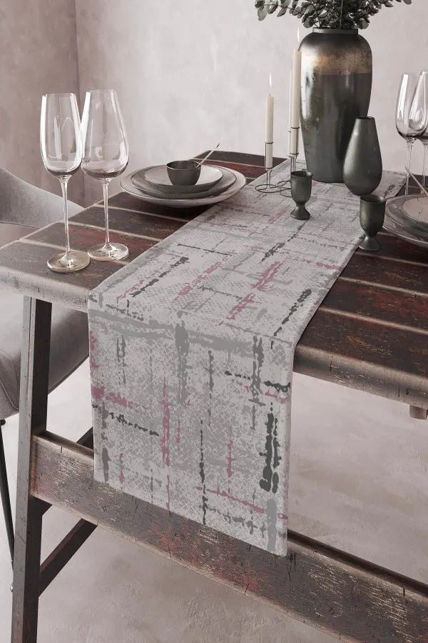 Runner Masa Örtüsü Fiyatları Pembe Vintage Desenli Premium Masa Örtüsü Runner RNR409