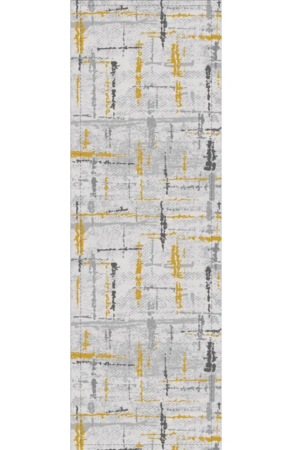 Runner Masa Örtüsü Modelleri Sarı Vintage Desenli Premium Masa Örtüsü Runner RNR410