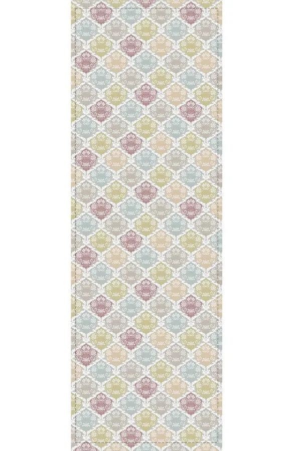 Renkli Runner Modelleri Çok Renkli Damask Premium Masa Örtüsü Runner RNR416