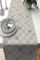 Renkli Runner Modelleri Çok Renkli Damask Premium Masa Örtüsü Runner RNR416