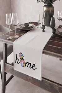 Ekru Mutfak Home Yazılı Premium Masa Örtüsü Runner RNR427 Ekru Mutfak Home Yazılı Premium Masa Örtüsü Runner RNR427