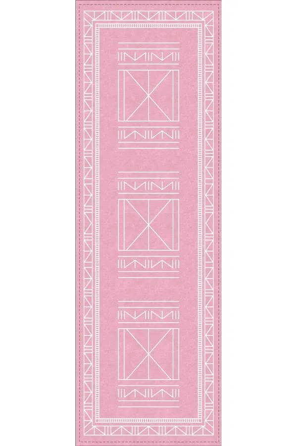 Otantik Runner Modelleri Pembe Etnik Desenli Premium Masa Örtüsü Runner RNR429