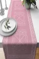 Otantik Runner Modelleri Pembe Etnik Desenli Premium Masa Örtüsü Runner RNR429