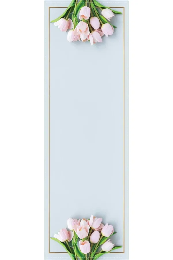 Çiçek Desenli Runner Mavi Çiçek Desenli Premium Masa Örtüsü Runner RNR441