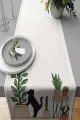 Ranır Ölçüleri Ekru Kaktüslü Desen Premium Masa Örtüsü Runner RNR444
